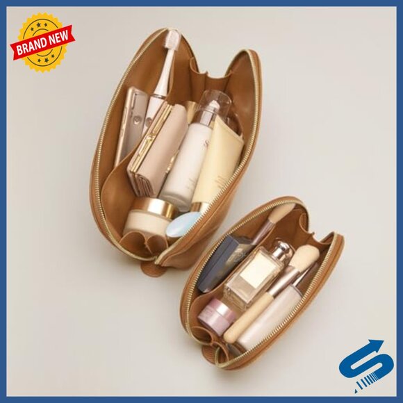 Leather Tote Bag with Cosmetic Organizer, Shoulder Handbag for Travel - Picture 6 of 7